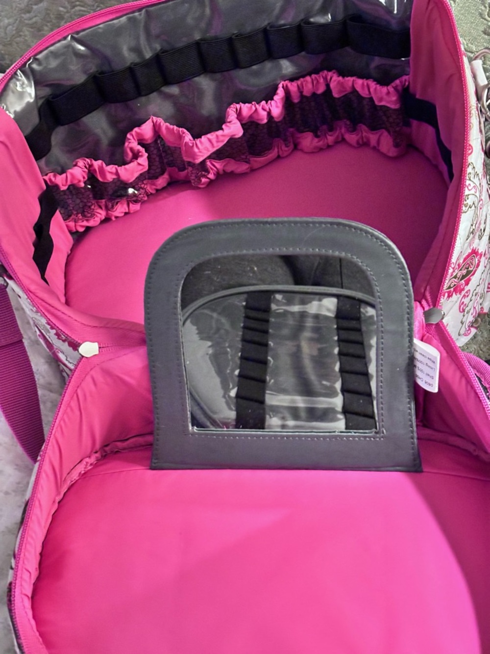 Travelon Pink and Brown Paisley Travel Toiletries Bag with Padded Shoulder Strap - Picture 3 of 11